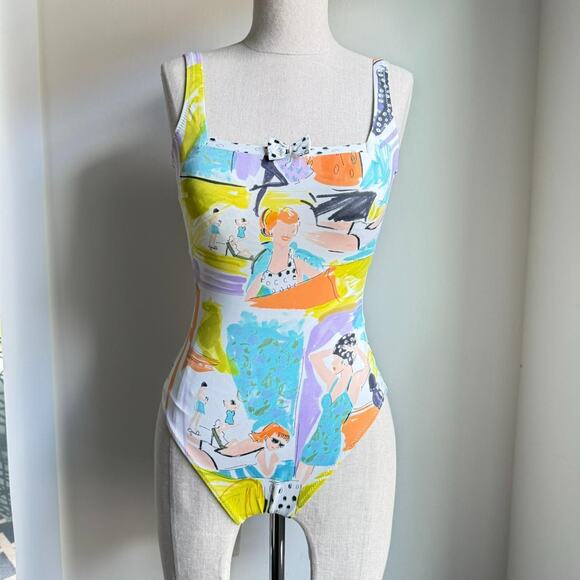 Gottex Vintage 90s One Piece Swimsuit Made in Israel Size 6 - Picture 2 of 8